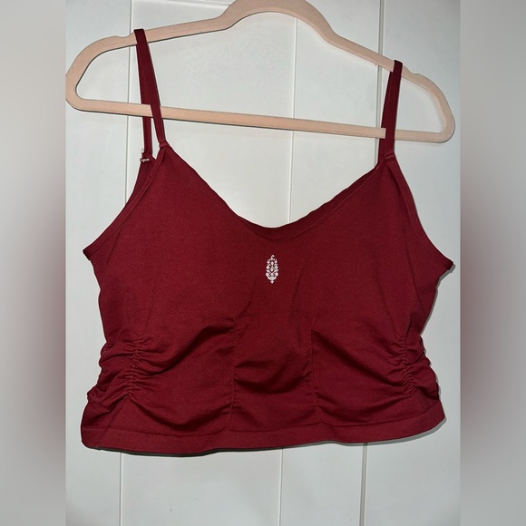 NWOT Free People Good Karma Ruched Crop Tank - Sour Cherry - Picture 6 of 9